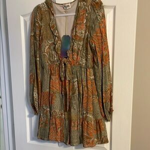 Show Me Your MuMu Orange and Brown Mini Dress
